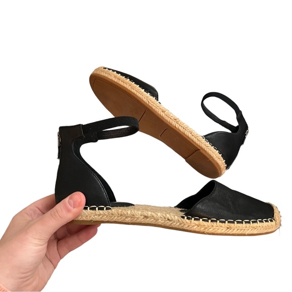 Eileen Fisher Tumbled Leather LALA Espadrille Flat Ankle Strap 7 - Picture 4 of 8